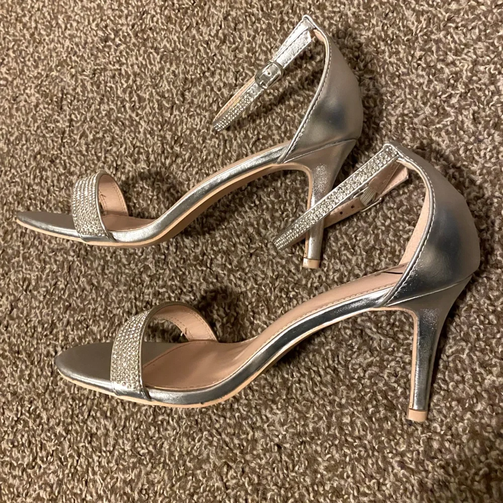 Silver Rhinestone Dress Heels - Picture 3 of 4